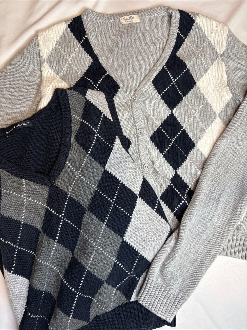 Bundle of John Galt Brandy Melville Argyle Plaid Sweater Vest Button Up Cardigan
